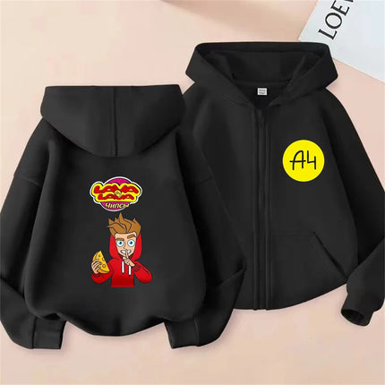 Merch A4 Children Hoodie Kids Zipper style Hoodie Boys black Girls pink 3-12 Year Sweatshirt Long sleeves leisure Anime Tops