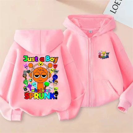 Sprunki Zipper Hoodies for Children Incredibox Anime Figures Girl Sweatshirt Kids Spring Autumn Pullover  Gift Boy's Clothes