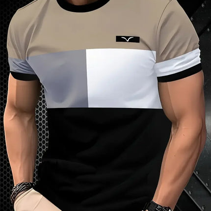 Summer Classic Men's T-shirt Outdoor Round Neck Short Sleeve Top Stripe Print Street Loose T-Shirt Male Oversized Clothing