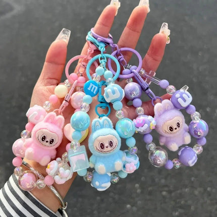 High-value Cute Cartoon Labub Doll Keychain Creative Exquisite Beaded Backpack Pendant Gift
