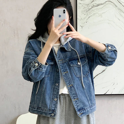 Denim Jacket Women 2024 Autumn Winter New Fashionable Blue Jeans Jackets Hooded Jacket Women Streetwear Coat Women Hot Sale