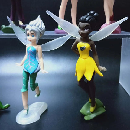Disney 7pcs Tinkerbell Flower Faery Fairy Elf Princess Pvc Anime Action Figure Mini Model Figurine Doll Toys For Children's Gift