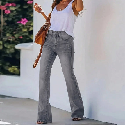 New hot women's horn jeans high waist slimming Denim pants