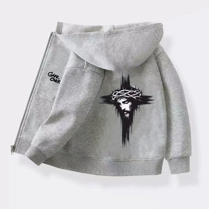 Hip Fashion Hop Trend Street Art Print Hoodies Coat Children Zipper style Sweatshirt Girls Boys Age 3-12 Kids black Pink