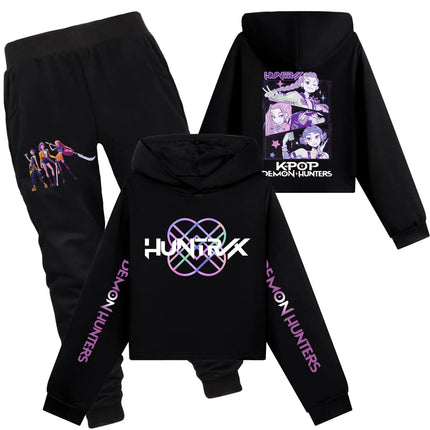 KPop Demon Hunters Hoodies 2pcs Set Kid Clothes Fashion Casual Hooded Sweatshirts K-Pop Demon Hunters Pullover