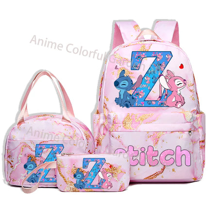 3pcs Disney Stitch Backpack Pencil Case Lunch Bag Set Students Fashion Schoolbag Pen Bag Bento Pouch Suit Anime School Supplies