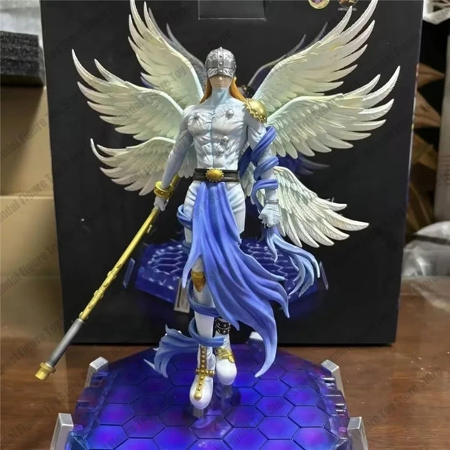 22cm Holy Angemon Figures Digimon Adventure Anime Angewomon LED Action Figurines PVC Statue Model Collection Doll Toys Gift