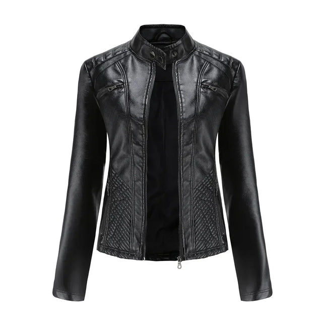 Faux Leather Jacket Women 2025 Spring Autumn Coat Moto Biker Zipper Jacket Woman Outerwears Black Brown Red Pink Coffee XS XXL