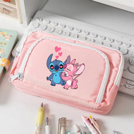 Disney Stitch High-capacity Pencil Bag for Students Anime Cartoon Fashion Pen Case Stationery Storage Pouch School Supplies Gift