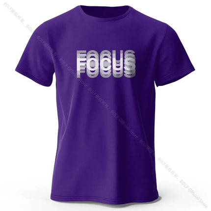 Focus Letter Minimalist Style 100% Cotton T-Shirt, Lightweight Round Neck Short Sleeve Tee, Perfect for Men & Women