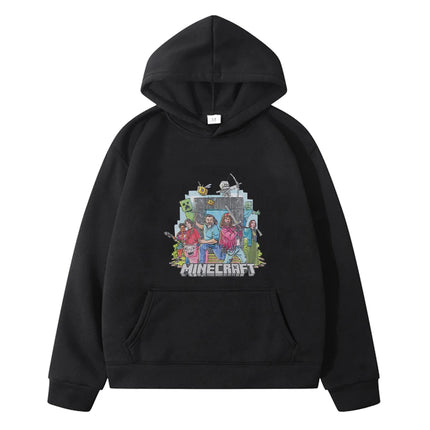 Minecraft print Autumn Kawaii hoodies Fleece sweatshirt boy pullover Cartoon anime hoodie jacket y2k sudadera kids clothes girls