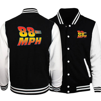Back To The Future Out Of The Time Mens Suits New Fashion Tops Character Pattern Baseball Coats Fleece Oversized Male Clothing
