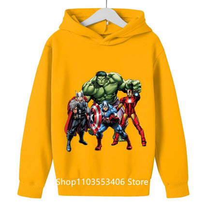 2024 Cartoon printed Hulk children's hoodie boys spring and autumn pullover boys cartoon top baby hoodie pure cotton