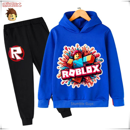 Roblox Kids Fashion Hoodie Set Anime Character Graphic Spring Autumn Boys Clothes Girls Casual Sweatshirt