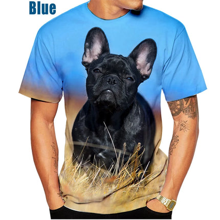 Summer New Fashion Summer Cute French Bulldog 3d Printing Men's T-shirt Woman Casual Trend Tee Top