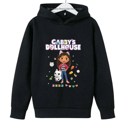 Girls Cute Cartoon Print Gabby's Spring Autumn Long Sleeve Hoodies Casual Tops Clothes 2-13 Years Kids Loungewear Outfits Hoodie
