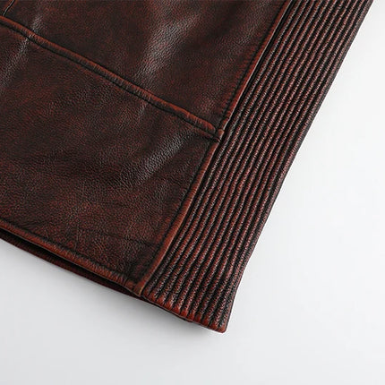 Copersian Men's Genuine Leather Jacket Natural Cowhide Hunting Jacket  Retro Motorcycle Jacket Spring Autumn Mens Clothes