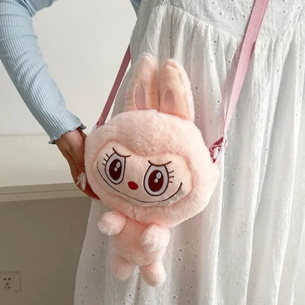 Cute Plush Crossbody Bag Cartoon Elf Surrounding Soft Polyester Single Shoulder Satchel Machine Catcher Bag Zipper Closure