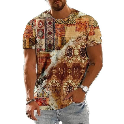 Summer Fashion National Characteristic Clothing Printed Men's And Women's Casual Round Neck Short Sleeve Hip Hop Street T-shirt