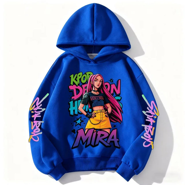 K-pop Demon Hunters Hoodies Boys Girls Long Sleeve Outerwear Saja Boys Print Hooded Coat for Children Fashion Pullover Kids Top