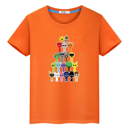 Sprunki print 100%Cotton Cute Tees anime Short y2k one piece Sprunki  t shirt for kids boy 10year Tops pride tshirt girl clothes