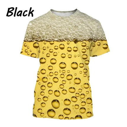 Funny Bubble Beer 3D Printed T Shirt For Men Fashion Graphs T-shirt Summer Gym Sports Short Sleeve Tees Quick-drying Women Tops