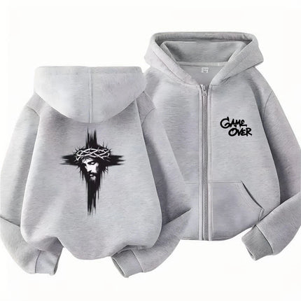 Hip Fashion Hop Trend Street Art Print Hoodies Coat Children Zipper style Sweatshirt Girls Boys Age 3-12 Kids black Pink