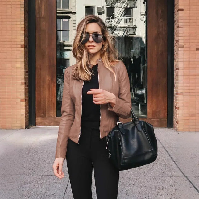 Fashionable Women's PU Leather Suit Jacket New Arrival Autumn Winter Small Outerwear Stylish EBay Style Wish Product