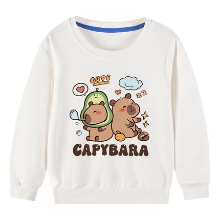 Cute Capibara Cotton Sweatshirt For Boys And Girls Children's Funny Hoodies For Autumn Kids Long Tshirt Outdoor Sports Sweater