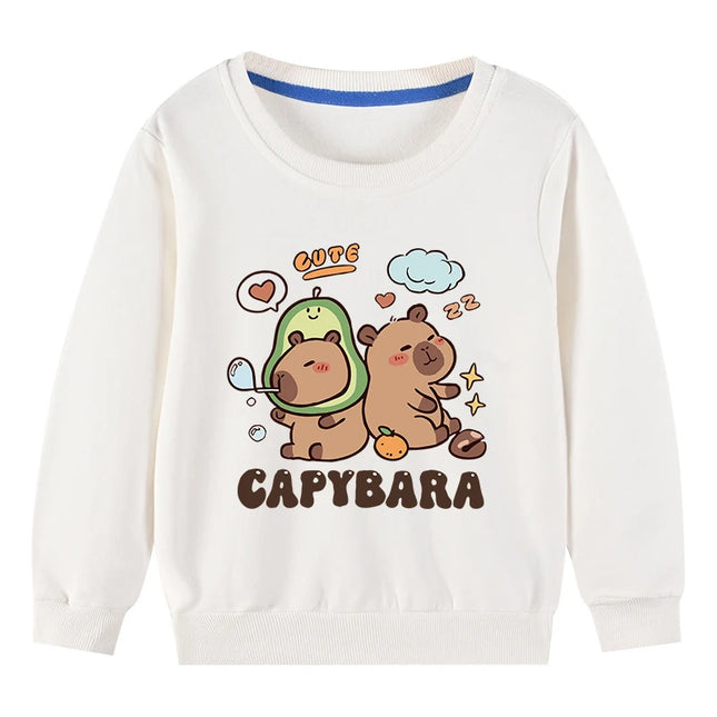 Cute Capibara Cotton Sweatshirt For Boys And Girls Children's Funny Hoodies For Autumn Kids Long Tshirt Outdoor Sports Sweater