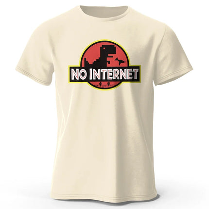 Men's No Internet Printed T-Shirt 100% Cotton Oversized Funny Graphic Tees for Men Women Summer Tops