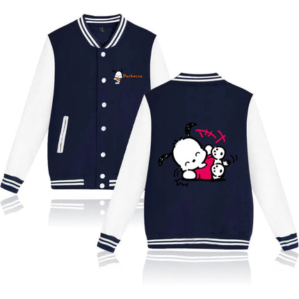 Pochacco Bomber Jacket Women Men Autumn Baseball Jacket Coat Cartoon Kid Streetwear Harajuku Bomber College Jacket