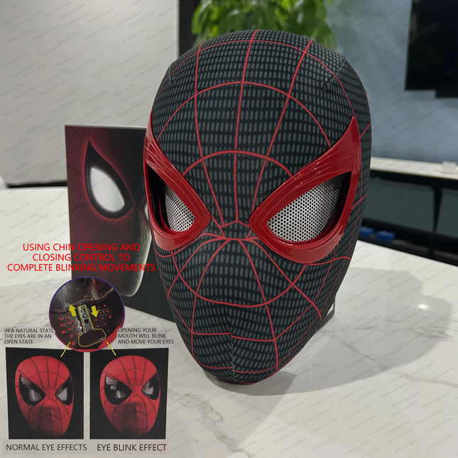 1:1 Marvel Spider Man Headgear Cosplay Moving Eyes Mask Spiderman Remote Control Elastic Mask Toys For Kids Halloween Gifts