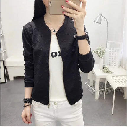 2025 Fashion Spring Summer Bomber Jacket Women Office Casual White Ladies Cardigan Jackets Solid Female Short Baseball Jacket