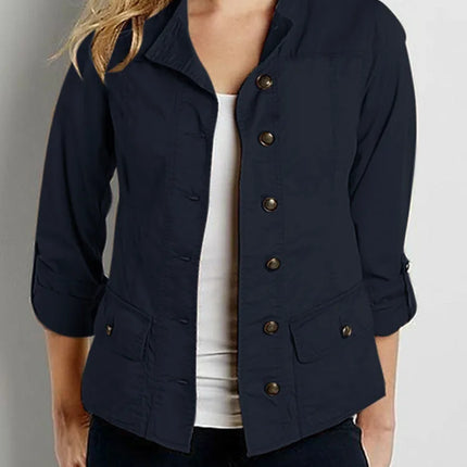 Stylish Spring Jackets Women Vintage OL Coats ZANZA Casual Long Sleeve O-Neck Outwear Solid Buttons Down Coat Female Tops 2024