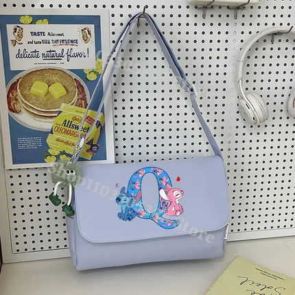 Disney Stitch Nylon Waterproof Shoulder Bag Women Anime Fashion High-capacity Crossbody Bags Students Commute Portable Handbag