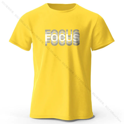 Focus Letter Minimalist Style 100% Cotton T-Shirt, Lightweight Round Neck Short Sleeve Tee, Perfect for Men & Women