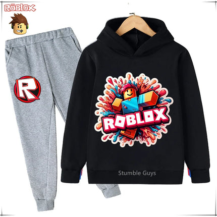 Roblox Kids Fashion Hoodie Set Anime Character Graphic Spring Autumn Boys Clothes Girls Casual Sweatshirt