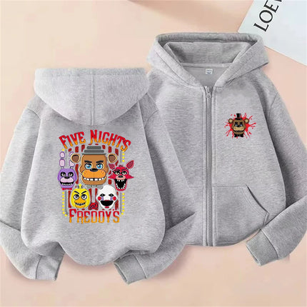 Children Zipper style tops coat Boys black girl pink Clothing Hoodie Children Suitable age 3-12 Sweatshirt Freddy's cartoon