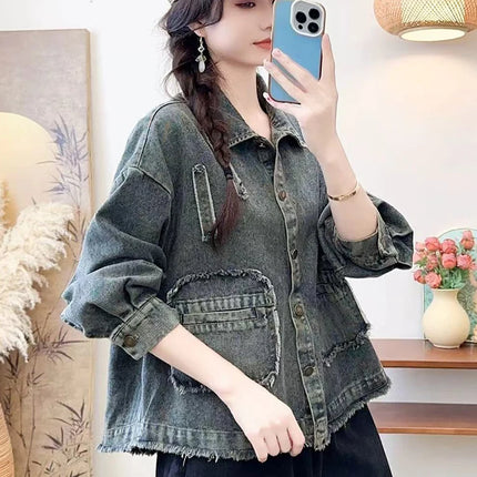 Max LuLu 2025 Spring Vintage Design Clothes Womens Fashion Denim Jackets Ladies Loose Classic Coats Casual Patchwork Outerwear