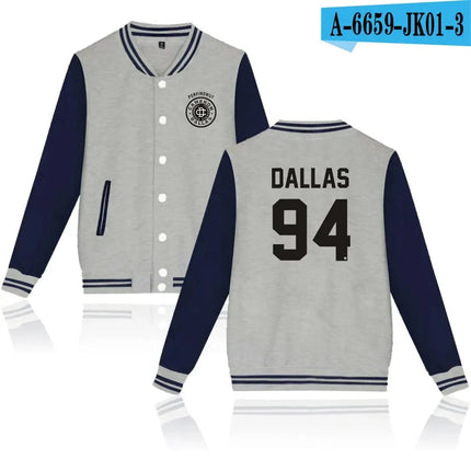 Dallas 94 printed fashion hip hop style men's women baseball jacket sport casual long sleeve hoodies sweatshirt jackets