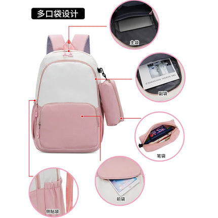 Disney Stitch Large Capacity Backpack with Pencil Bag Cartoon Letter A-Z Printed Fashion Schoolbag Book Stationery Storage Bags