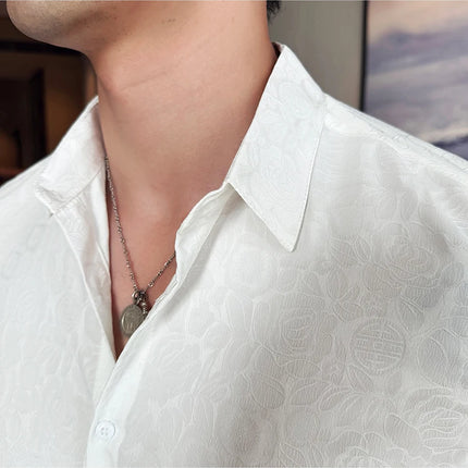 2025 Summer New Flower Shirts Men Short Sleeve Retro Casual Shirts Fashion Versatile Business Slim Social Party Tuxedo Blouse