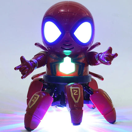 Spider-Man Dancing Robot Toy 6 Legs Electric Remote Control Marvel Superhero Action Figure LED Light Up For Kids Gift