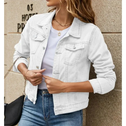 New Long Sleeve winter Slim White Black Jeans Top For Women Solid Denim Jacket Women Short Overcoat Ladies Jackets Tops
