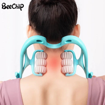 Cervical Massager Clip Neck Massage Artifact Six Wheel Neck Kneading Massager Manual Multifunctional Home Use Fatigue Relief
