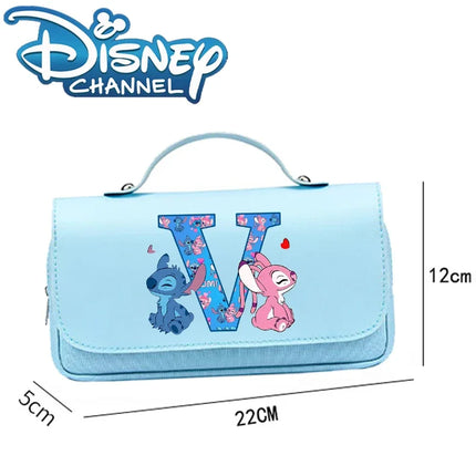Disney Stitch High-capacity Pencil Case Students Letter A-Z Printed Pen Bags Boys Girls Stationery Storage Box School Supplies