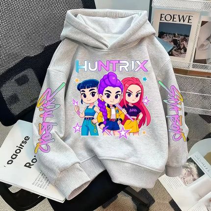 HUNTRIX SAJABOYS K-POP Group Boy Girl Pullovers Hoodie Outdoor Street Sports Casual Loose Children Long-sleeve Warm Sweatshirt