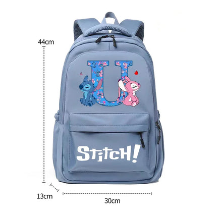 Disney Stitch Large Capacity Backpack Students Cartoon Nylon Waterproof Schoolbag Boys Girls Stationery Books Storage Bag Gifts