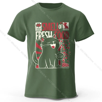 Men's Rabbit Printed T-Shirt 100% Organic Cotton Relaxed Fit Hand Painted Design Tee for Adults Quirky Fashion